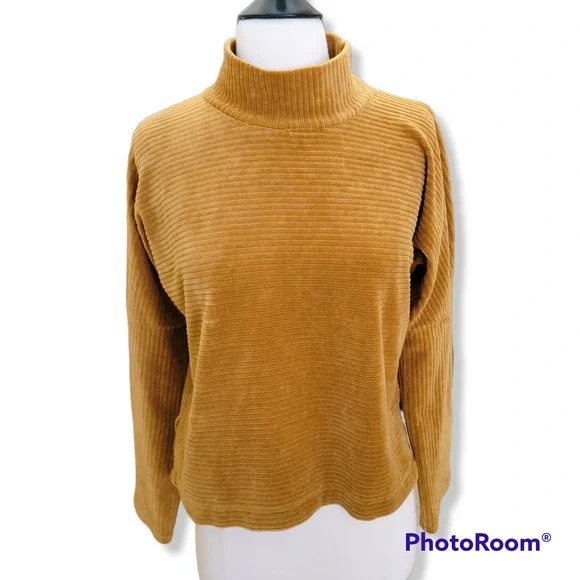 Madewell Top Turtleneck Long Sleeves Fall Velour Corduroy Mockneck XXS AE617 - Picture 11 of 11